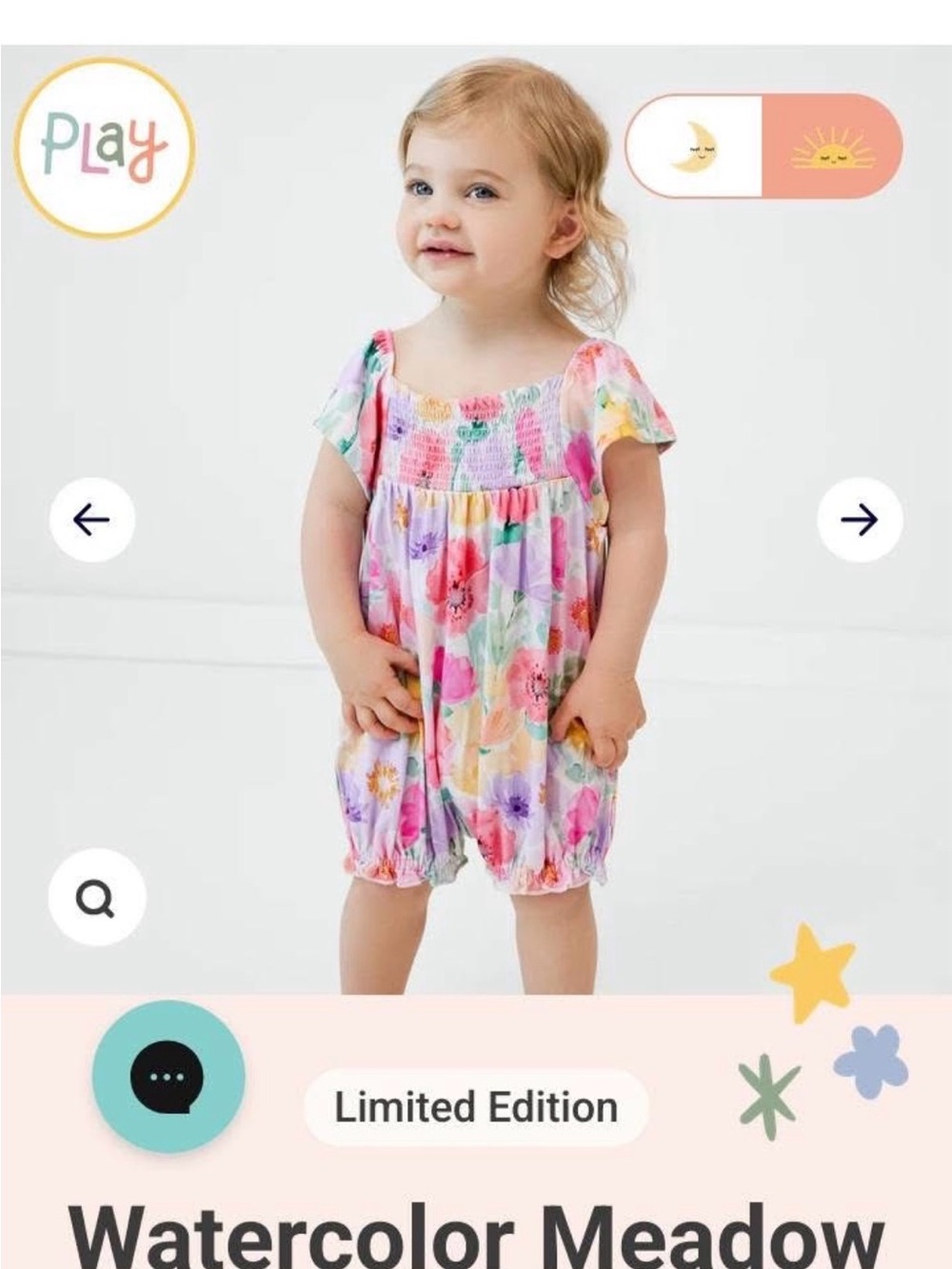 Little Sleepies Watercolor Meadow Flutter Sleeve Romper